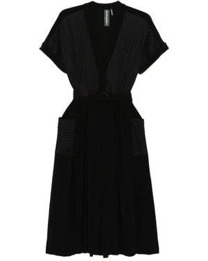Norma Kamali Pleated Striped Midi Dress - Black