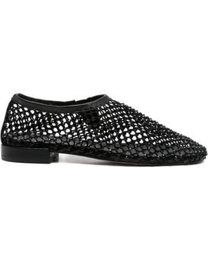 Pedro Miralles Zucaina Crystal-Embellished Mesh Court Shoes - Black