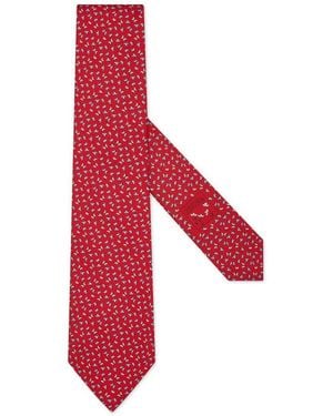ZEGNA Butterfly-Print Silk Tie - Red