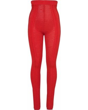 Balmain Leggings A Vita Alta Semi Trasparenti - Rosso