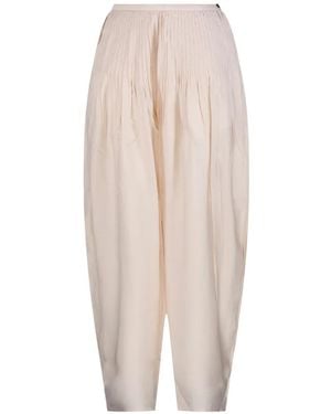 LAMRONS Pleated Accordion-Style Trousers - White
