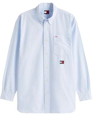 Tommy Hilfiger パッチポケット ストライプシャツ - ブルー