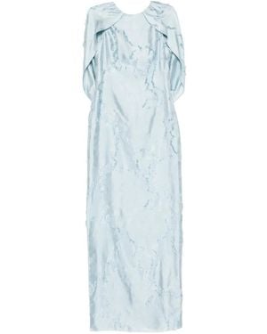 Amsale フローラルジャカード ワンピース - ブルー