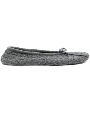 N.Peal Cashmere Cashmere Cable-Knit Slippers - Gray