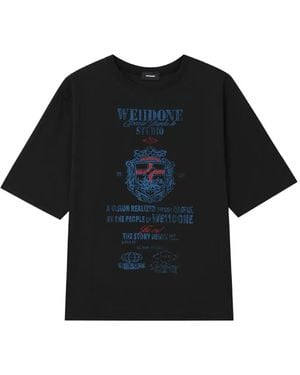 we11done Logo-Print Drop-Shoulder T-Shirt - Black
