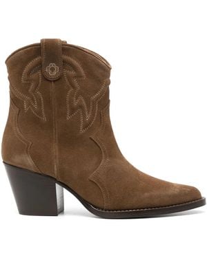 Maje 65Mm Western Suede Boots - Brown