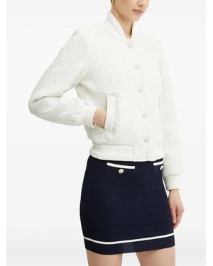 Guess Tweed-Jacke im Bomber-Style mit Fransen - Weiß