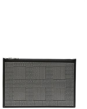 McQueen Studed Leather Clutch Bag - Black