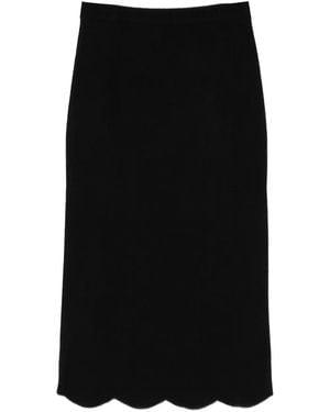 Twinset Scallop-Hem Midi Skirt - Black