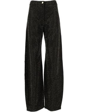 Elisabetta Franchi Balloon Denim Jeans With Rhinestones - Black