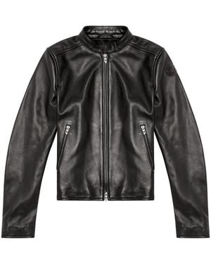 DIESEL Lambskin Mock Neck Jacket - Black