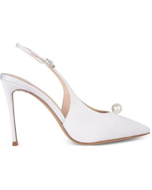 Black Suede Studio Reina Point-Toe Slingback Court Shoes - White