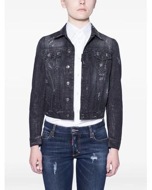 DSquared² Distressed-Effect Denim Jacket - Blue
