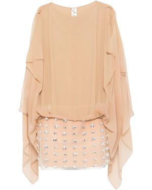 Nue Nymph Embellished Layered Mini Dress - Natural