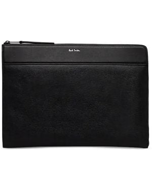 Paul Smith Zip-Top Leather Laptop Bag - White