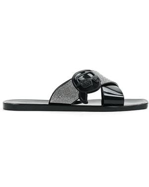 KARL LAGERFELD Ikon Nft Crystal-Embellished Slides - White