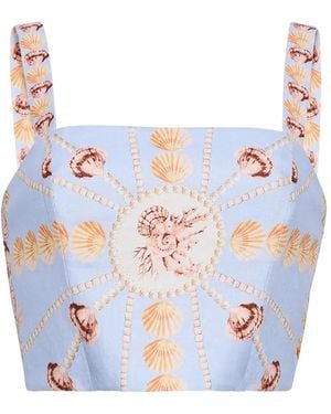 Cara Cara Helena Seashell-Print Top - Blue