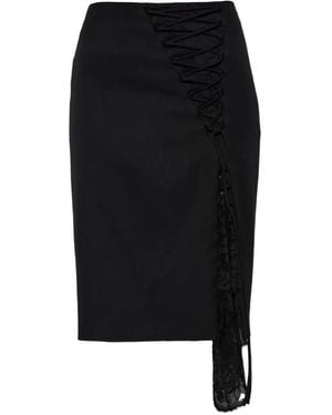 McQueen Falda De Tubo Midi Con Encaje - Negro
