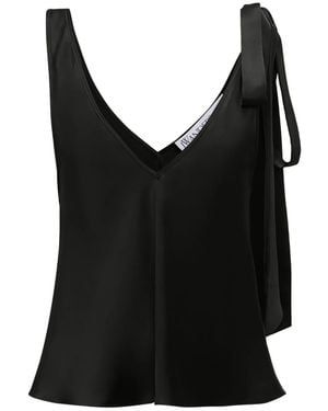 JW Anderson Tie-Shoulder Silk Vest Top - Black