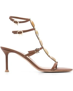 Gianvito Rossi Stone-Detail Sandals - Metallic