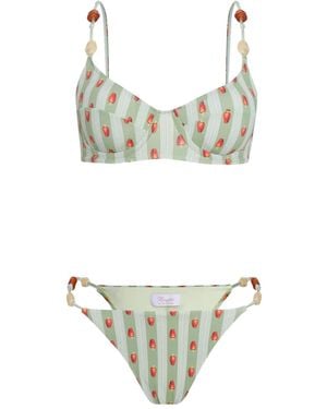 Brigitte Bardot Eva Bikini mit Erdbeeren-Print - Mettallic