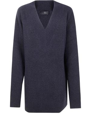 Y's Yohji Yamamoto Ribbed Wool Long Jumper - Blue