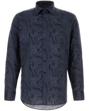 Etro Paisley-Print Cotton Shirt - Blue