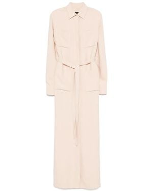 Brioni Silk Belted Dress - Natural