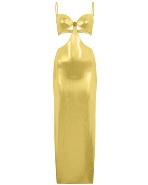 Roberto Cavalli Cut-Out Bra Midi Dress - Metallic