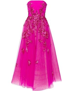 Saiid Kobeisy Beaded Tulle Strapless Gown - Pink