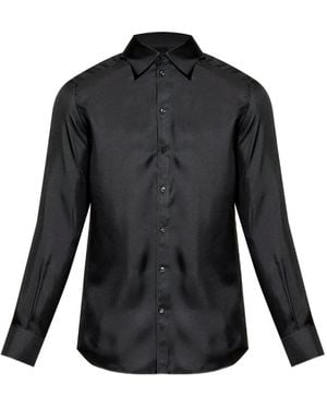 Dolce & Gabbana Long-Sleeve Silk Shirt - Black