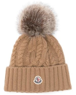 Moncler ケーブルニット ポンポン ビーニー - ナチュラル