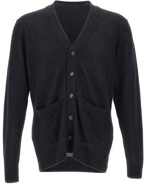 FILIPPO DE LAURENTIIS V-Neck Button-Up Cardigan - Blue