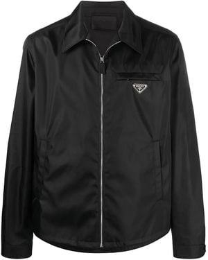 Prada Re-nylon Logo Plaque Shirt - Black