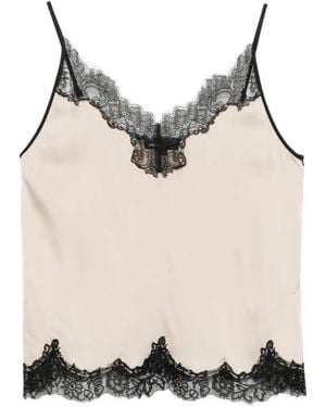 Maje Lace-Trim Top - Natural