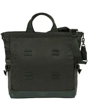 Porter-Yoshida and Co Appliqué Top Handle Tote Bag - Black