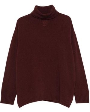 Alysi Jersey Con Cuello Alto Y Abertura Lateral - Rojo