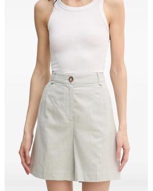 Benetton Check-Pattern Pleated Shorts - White