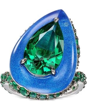 Anabela Chan Anello Spirulina Elixir Con Smeraldo - Blu
