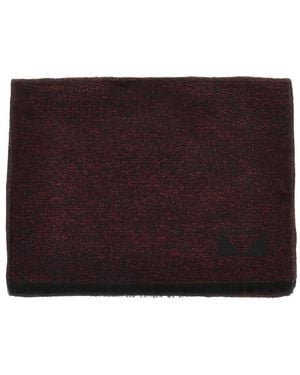 Emporio Armani Logo-Jacquard Frayed Scarf - Purple