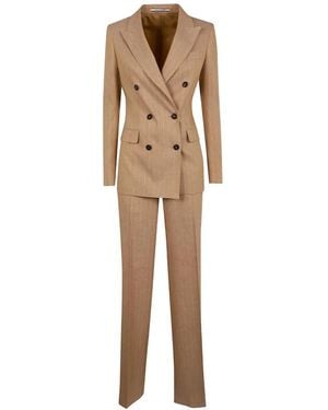 Tagliatore Striped Double-Breasted Suit - Natural