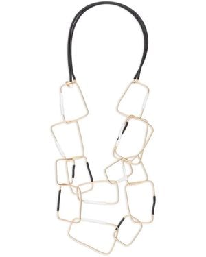 Liviana Conti Leather Geometric Necklace - White