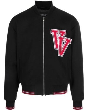 Versace Varsity-Logo Bomber Jacket - Black