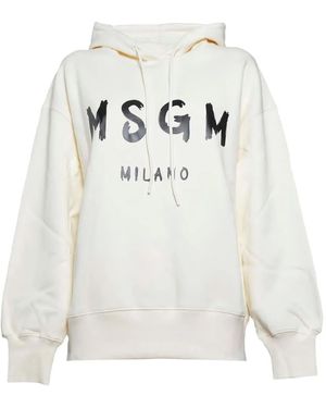 MSGM Graphic-Logo Hoodie - White