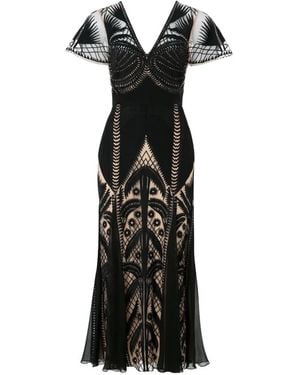 Temperley London Giselleprinted V-Neck Midi Dress - Black