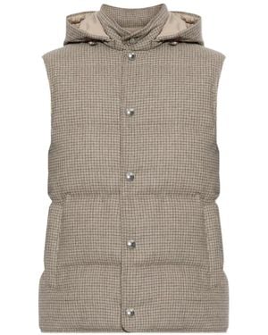 Eleventy Check Padded Gilet - Gray