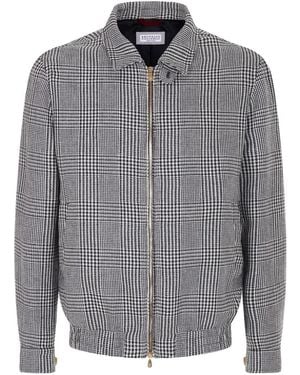 Brunello Cucinelli Prince Of Wales Houndstooth Shirt Jacket - Grey