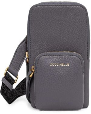 Coccinelle Mini Pixie Grained-Leather Phone Bag - Grey