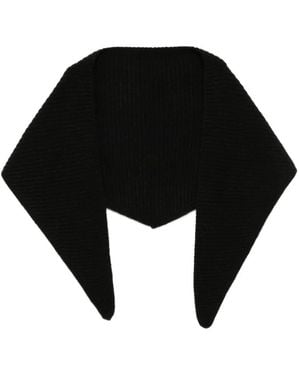 N.Peal Cashmere Ribbed Triangle Scarf - Black