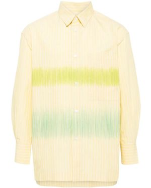 CROQUIS Stripe-Pattern Cotton-Blend Shirt - Yellow